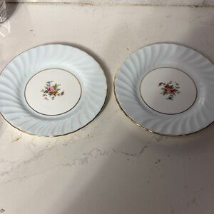 Elegant Floral White dessert bread Plates with Gold Trim dawn pattern